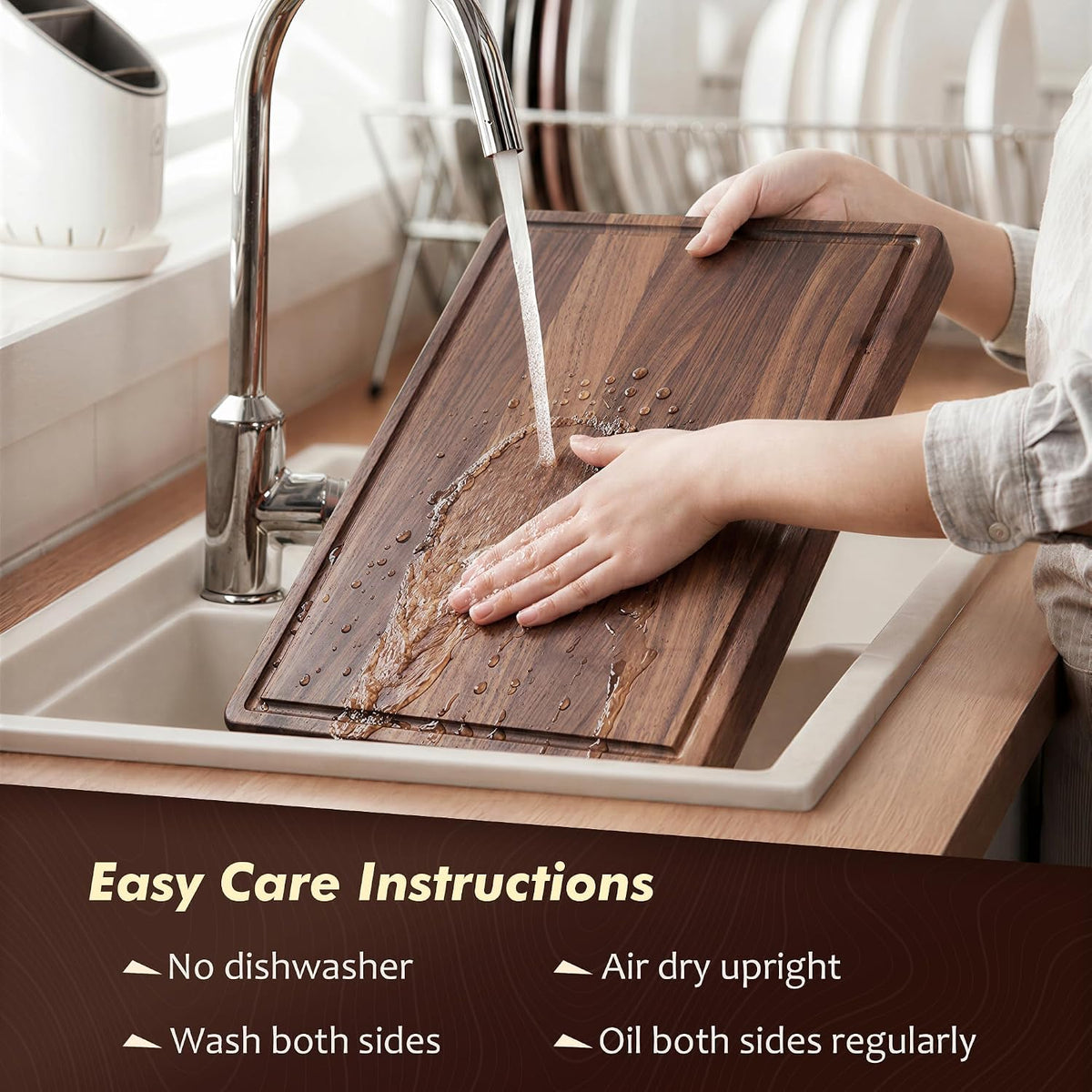 Walnut Wooden Cutting Boards for Kitchen, Solid Wood Cutting Board Set - Charcuterie & Chopping Butcher Block for Meat - Kitchen Gadgets Gift (Walnut 17in*12in)
