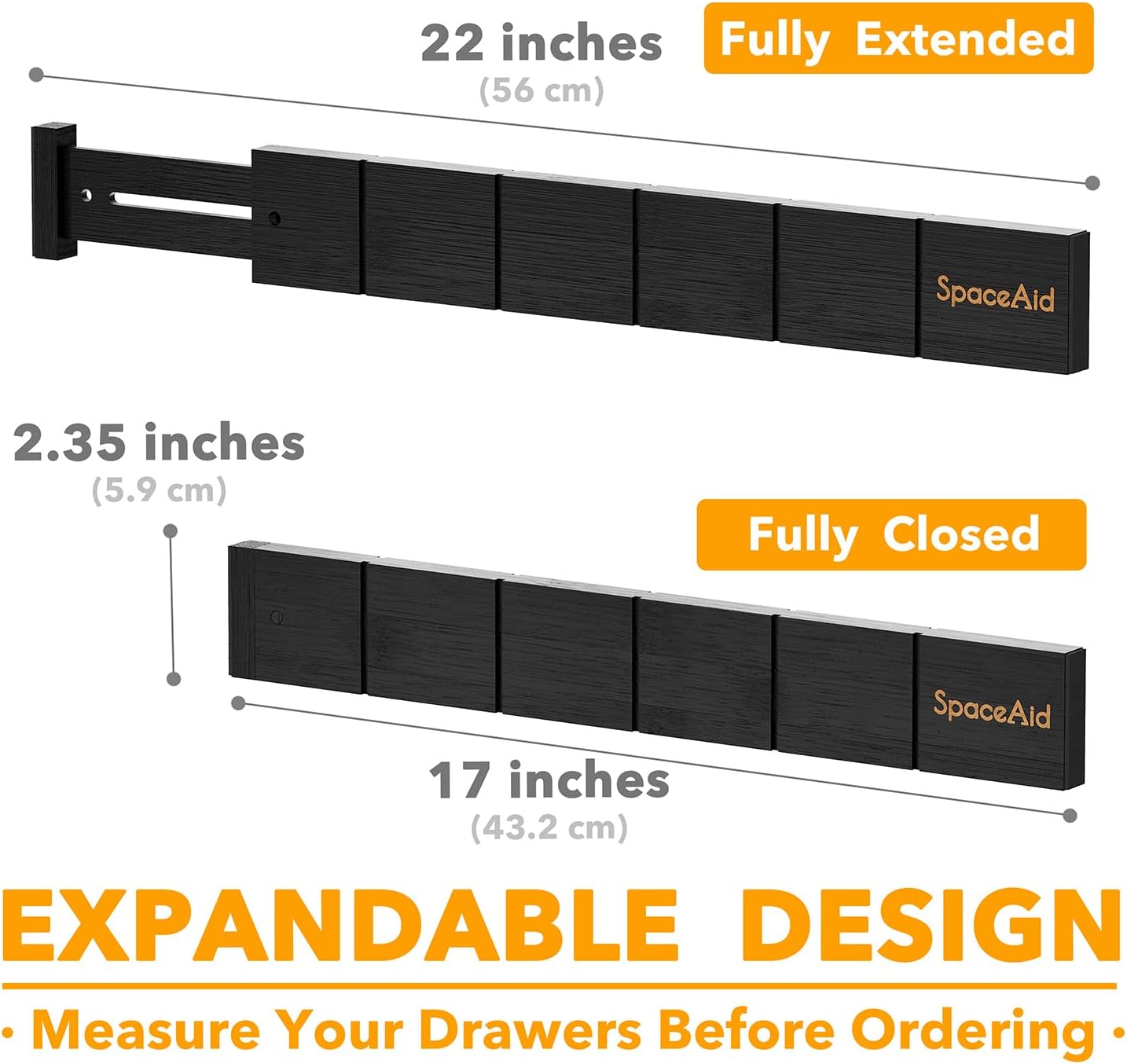 Bamboo Drawer Dividers with Inserts and Labels, Kitchen Adjustable Drawer Organizers, Expandable Organization for Home, Office, Dressers, 4 Dividers with 9 Inserts (17"-22" Natural)