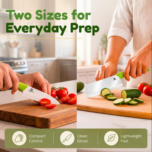 Ceramic Knife Set with Ergonomic Handle, Non-Reactive and Professional Chopping Knife Featuring Sharp, Rust-Proof Blades for Cutting Vegetables & Fruits, Durable Ceramic Kitchen Knives Set 6” & 4”