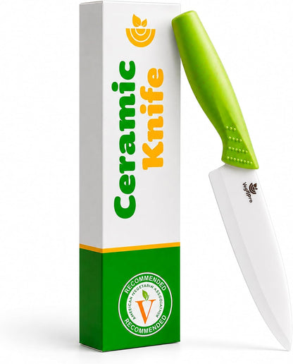 Ceramic Knife Set with Ergonomic Handle, Non-Reactive and Professional Chopping Knife Featuring Sharp, Rust-Proof Blades for Cutting Vegetables & Fruits, Durable Ceramic Kitchen Knives Set 6” & 4”