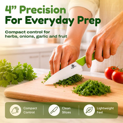 Ceramic Knife Set with Ergonomic Handle, Non-Reactive and Professional Chopping Knife Featuring Sharp, Rust-Proof Blades for Cutting Vegetables & Fruits, Durable Ceramic Kitchen Knives Set 6” & 4”