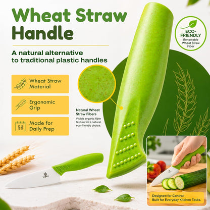 Ceramic Knife Set with Ergonomic Handle, Non-Reactive and Professional Chopping Knife Featuring Sharp, Rust-Proof Blades for Cutting Vegetables & Fruits, Durable Ceramic Kitchen Knives Set 6” & 4”