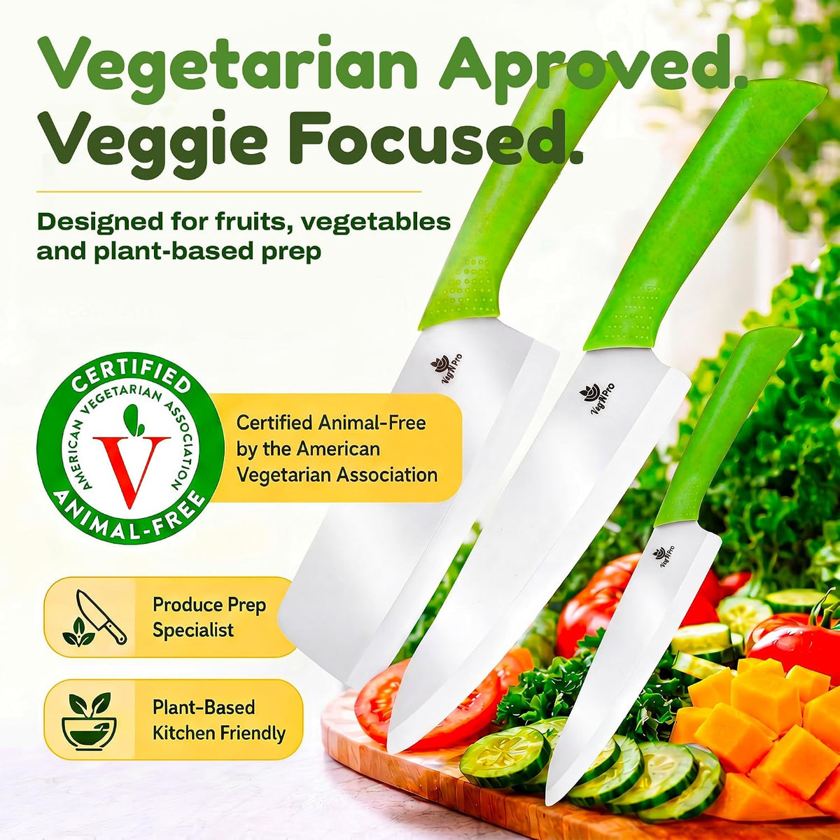 Ceramic Knife Set with Ergonomic Handle, Non-Reactive and Professional Chopping Knife Featuring Sharp, Rust-Proof Blades for Cutting Vegetables & Fruits, Durable Ceramic Kitchen Knives Set 6” & 4”