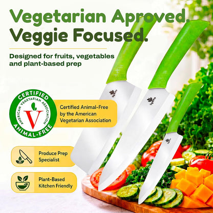 Ceramic Knife Set with Ergonomic Handle, Non-Reactive and Professional Chopping Knife Featuring Sharp, Rust-Proof Blades for Cutting Vegetables & Fruits, Durable Ceramic Kitchen Knives Set 6” & 4”