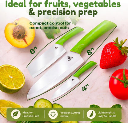 Ceramic Knife Set with Ergonomic Handle, Non-Reactive and Professional Chopping Knife Featuring Sharp, Rust-Proof Blades for Cutting Vegetables & Fruits, Durable Ceramic Kitchen Knives Set 6” & 4”
