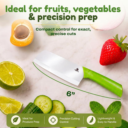 Ceramic Knife Set with Ergonomic Handle, Non-Reactive and Professional Chopping Knife Featuring Sharp, Rust-Proof Blades for Cutting Vegetables & Fruits, Durable Ceramic Kitchen Knives Set 6” & 4”