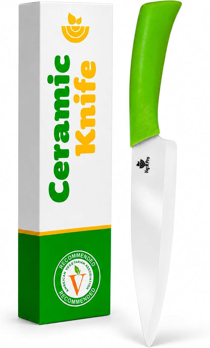 Ceramic Knife Set with Ergonomic Handle, Non-Reactive and Professional Chopping Knife Featuring Sharp, Rust-Proof Blades for Cutting Vegetables & Fruits, Durable Ceramic Kitchen Knives Set 6” & 4”