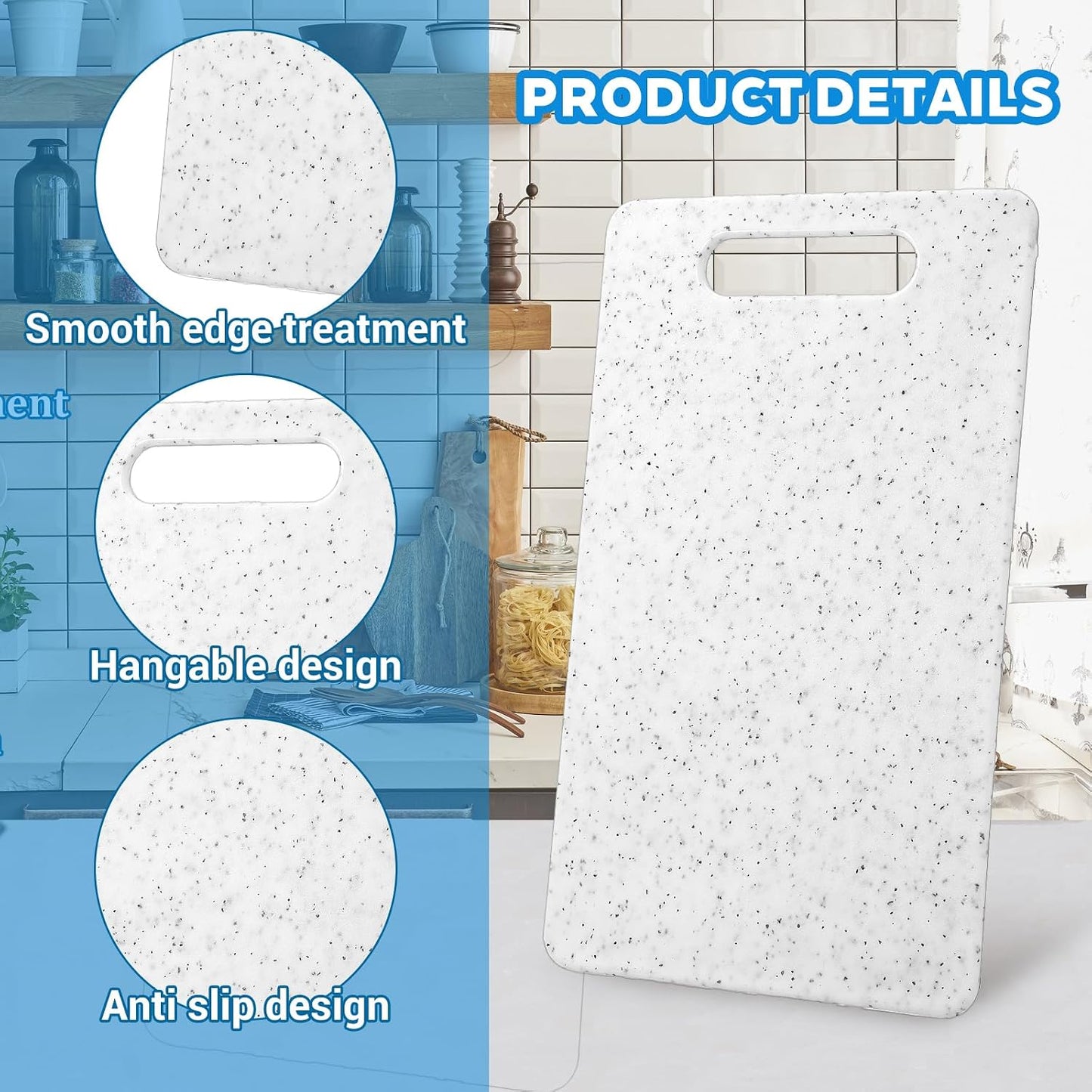 6 Pcs Small Cutting Board for Kitchen Mini Plastic Cutting Board Set Bar Dishwasher Safe Granite Color Food for Camping Food Fruits Prep Vegetables Easy Grip