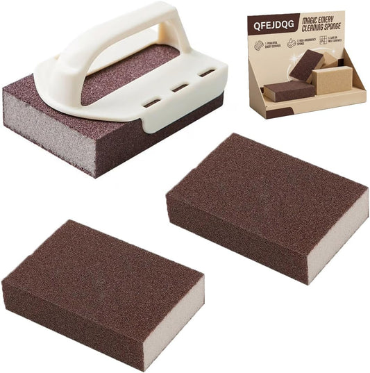 Magic Emery Cleaning Sponge, Nanotechnology Sponge Scratch Eraser, Nano Carborundum Decontamination Cleaning Brush, Clean Brush Rust Eraser for Cleaning Pots and Pans (3pcs)