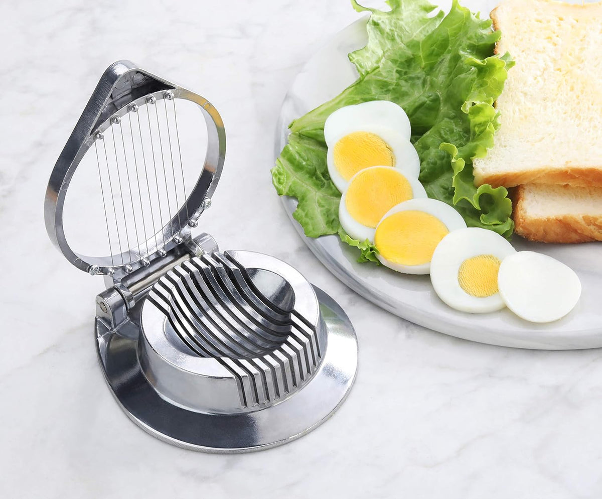 Commercial Grade Aluminum Egg Slicer, Mushroom Slicer with Stainless Steel Wire (Hand Wash Only)