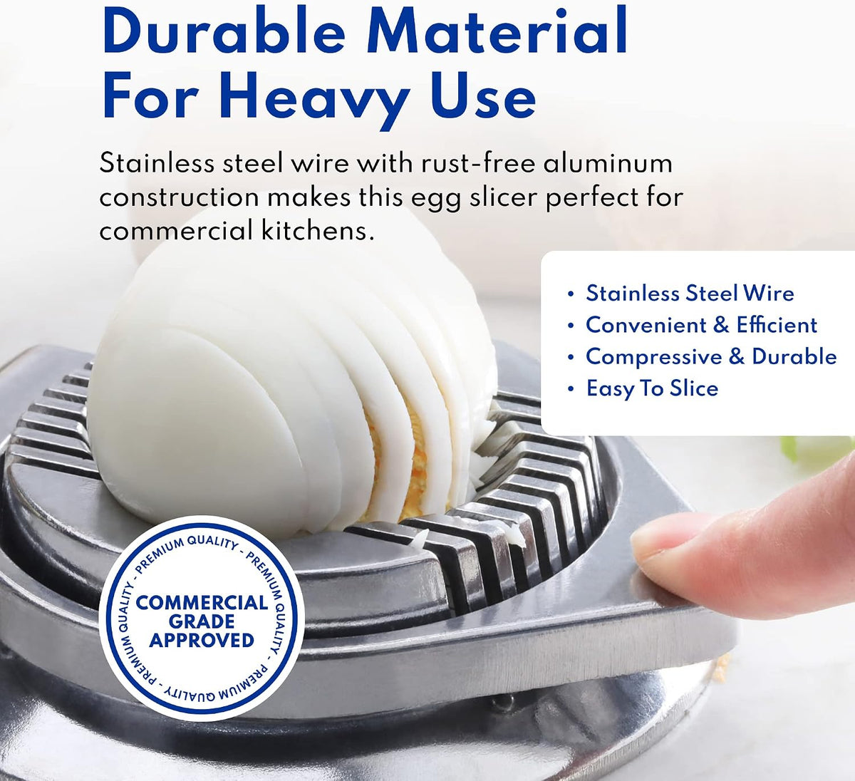 Commercial Grade Aluminum Egg Slicer, Mushroom Slicer with Stainless Steel Wire (Hand Wash Only)