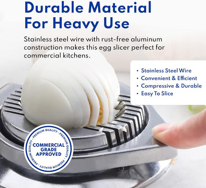 Commercial Grade Aluminum Egg Slicer, Mushroom Slicer with Stainless Steel Wire (Hand Wash Only)