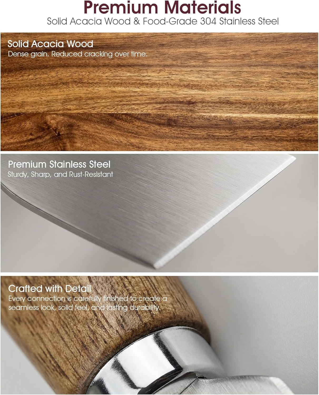 100% Acacia Wood Charcuterie Board Gift Set with 4 Cheese Knives | Natural Wood Grain, Smooth Polished Finish, Charcuterie & Cheese Board,Hosting & Everyday Serving,Premium Gift Box