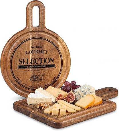 100% Acacia Wood Charcuterie Board Gift Set with 4 Cheese Knives | Natural Wood Grain, Smooth Polished Finish, Charcuterie & Cheese Board,Hosting & Everyday Serving,Premium Gift Box