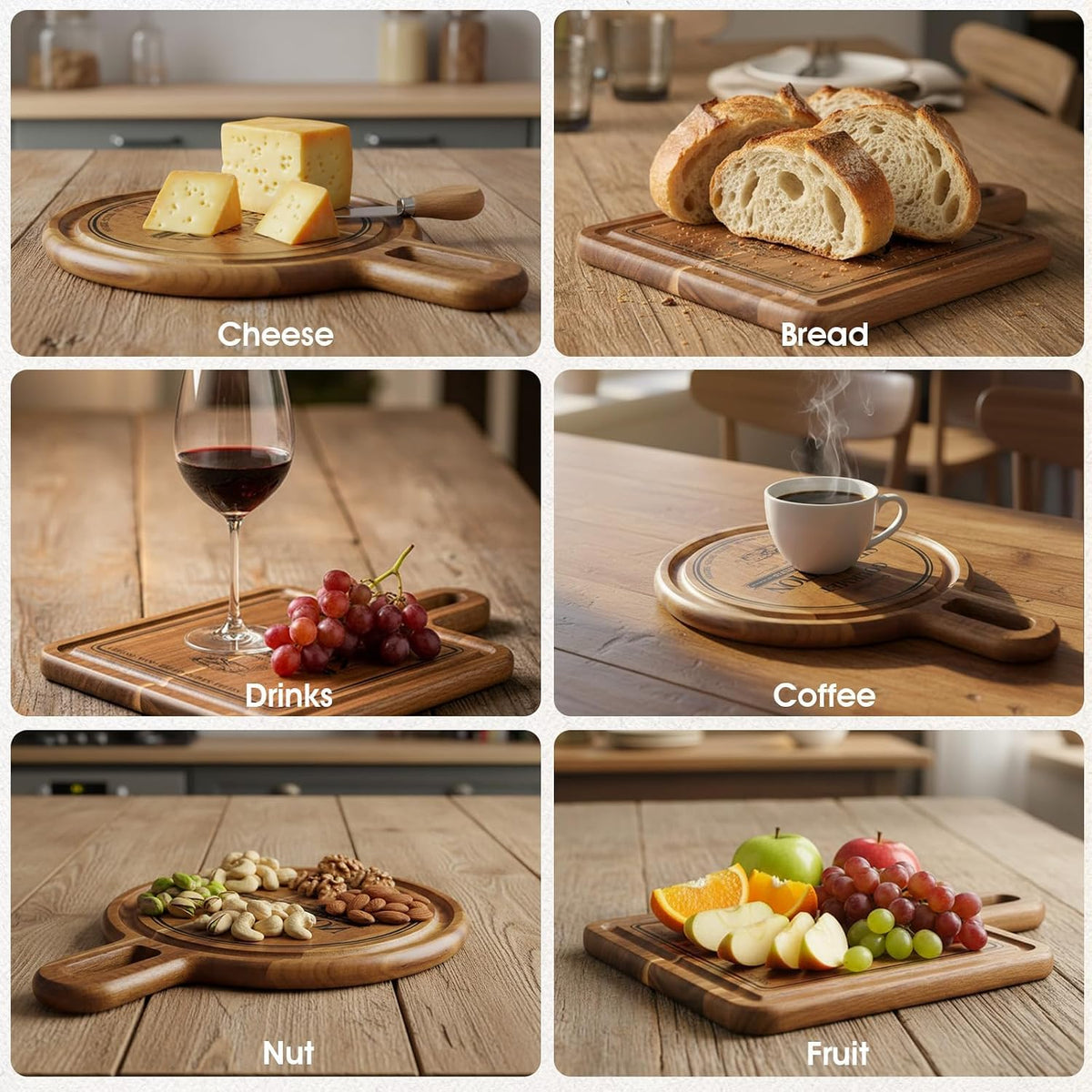 100% Acacia Wood Charcuterie Board Gift Set with 4 Cheese Knives | Natural Wood Grain, Smooth Polished Finish, Charcuterie & Cheese Board,Hosting & Everyday Serving,Premium Gift Box