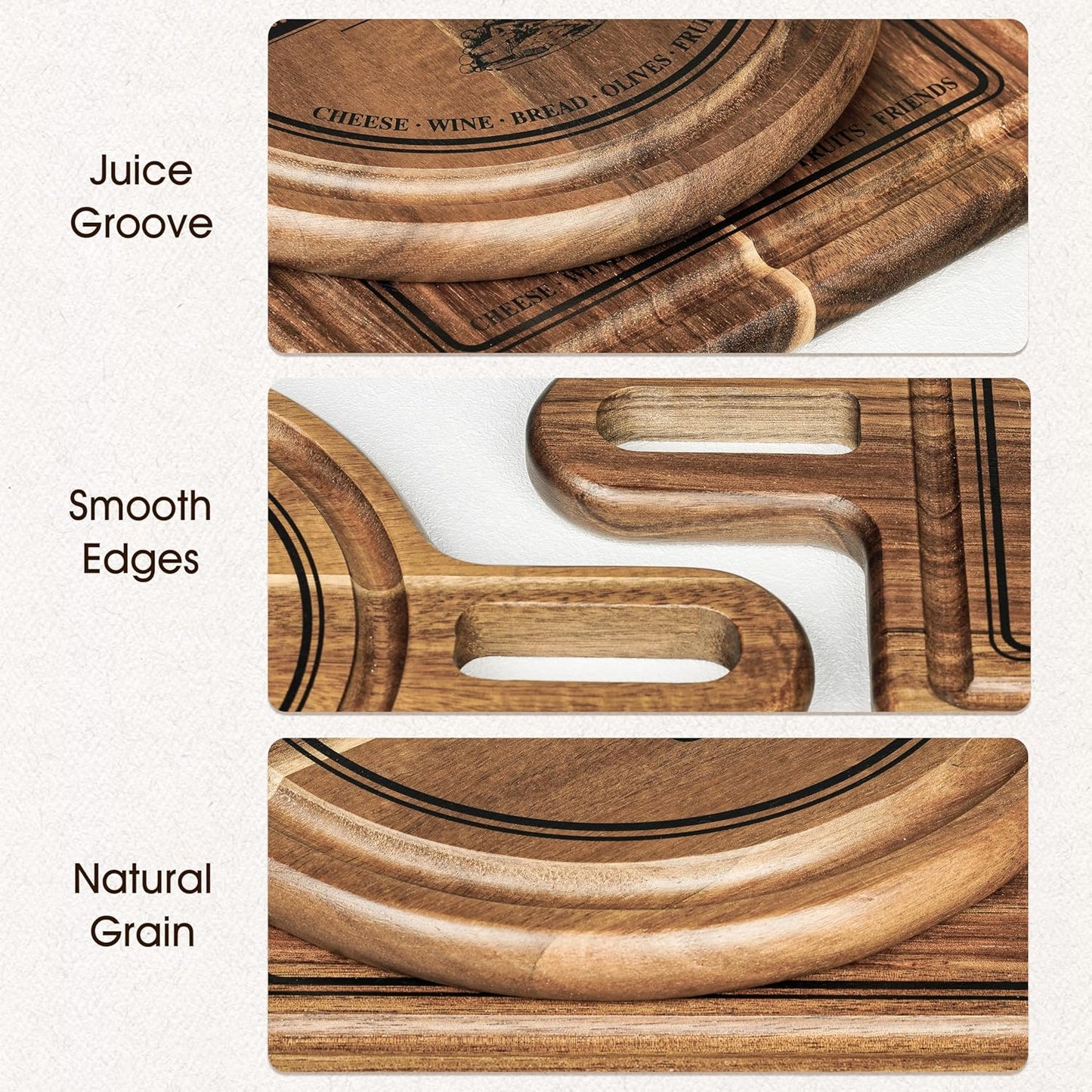 100% Acacia Wood Charcuterie Board Gift Set with 4 Cheese Knives | Natural Wood Grain, Smooth Polished Finish, Charcuterie & Cheese Board,Hosting & Everyday Serving,Premium Gift Box