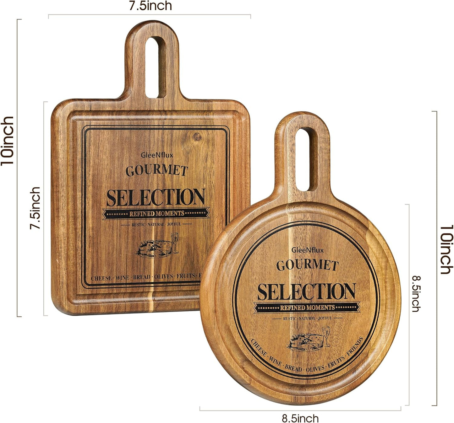 100% Acacia Wood Charcuterie Board Gift Set with 4 Cheese Knives | Natural Wood Grain, Smooth Polished Finish, Charcuterie & Cheese Board,Hosting & Everyday Serving,Premium Gift Box