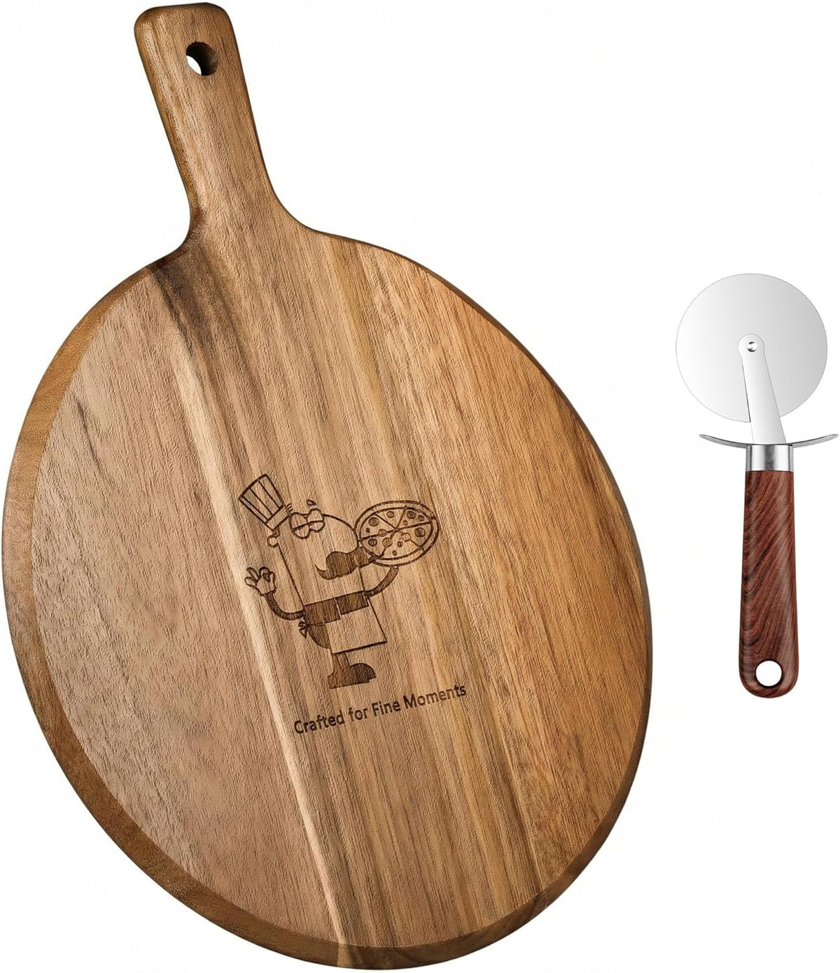 100% Acacia Wood Charcuterie Board Gift Set with 4 Cheese Knives | Natural Wood Grain, Smooth Polished Finish, Charcuterie & Cheese Board,Hosting & Everyday Serving,Premium Gift Box