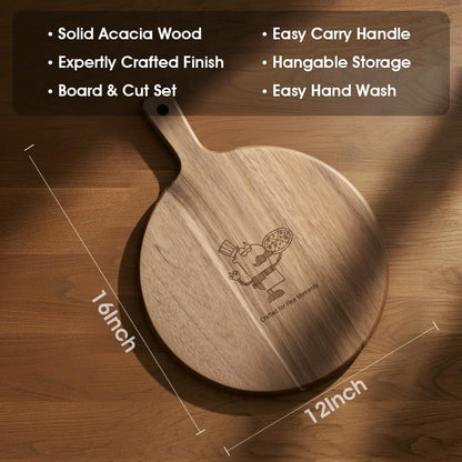 100% Acacia Wood Charcuterie Board Gift Set with 4 Cheese Knives | Natural Wood Grain, Smooth Polished Finish, Charcuterie & Cheese Board,Hosting & Everyday Serving,Premium Gift Box