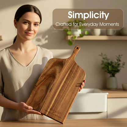 100% Acacia Wood Charcuterie Board Gift Set with 4 Cheese Knives | Natural Wood Grain, Smooth Polished Finish, Charcuterie & Cheese Board,Hosting & Everyday Serving,Premium Gift Box