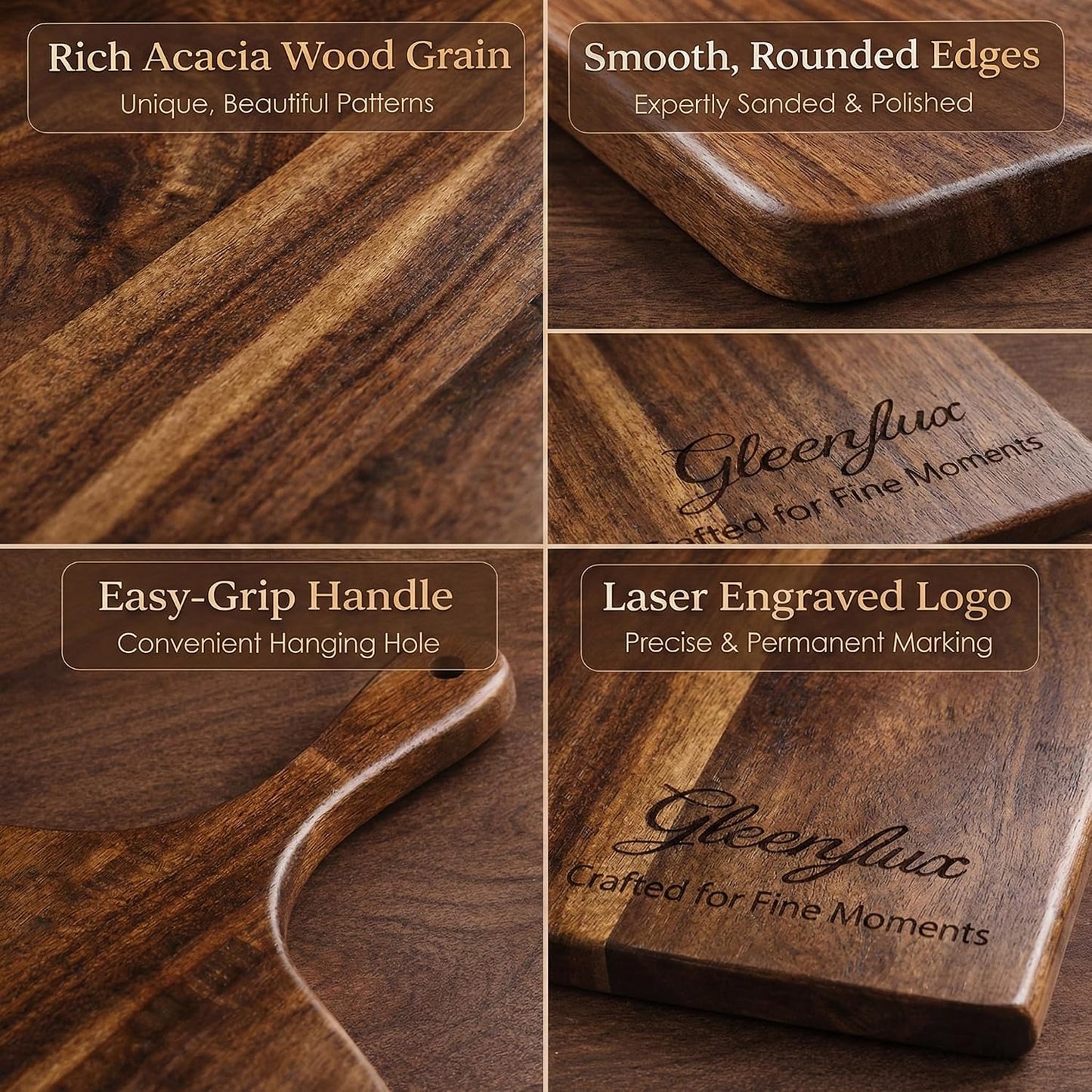 100% Acacia Wood Charcuterie Board Gift Set with 4 Cheese Knives | Natural Wood Grain, Smooth Polished Finish, Charcuterie & Cheese Board,Hosting & Everyday Serving,Premium Gift Box