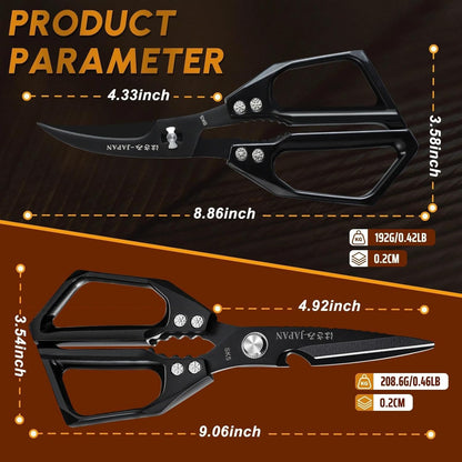 Huusk Kitchen Shears Set, Japanese Steel Kitchen Scissors for Food