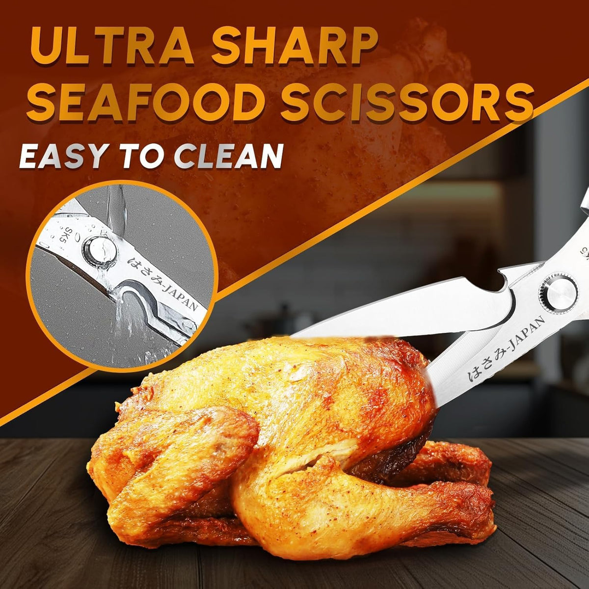 Huusk Kitchen Shears Set, Japanese Steel Kitchen Scissors for Food