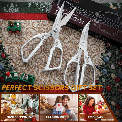 Huusk Kitchen Shears Set, Japanese Steel Kitchen Scissors for Food