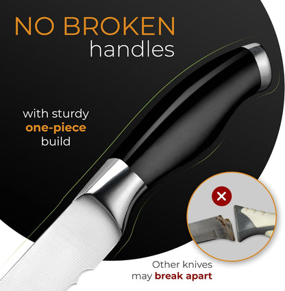 Serrated Bread Knife with Upgraded Stainless Steel Razor Sharp Wavy Edge - Bread Cutter Ideal for Slicing Homemade Bagels, Cake (8-Inch Blade with 5-Inch Handle)