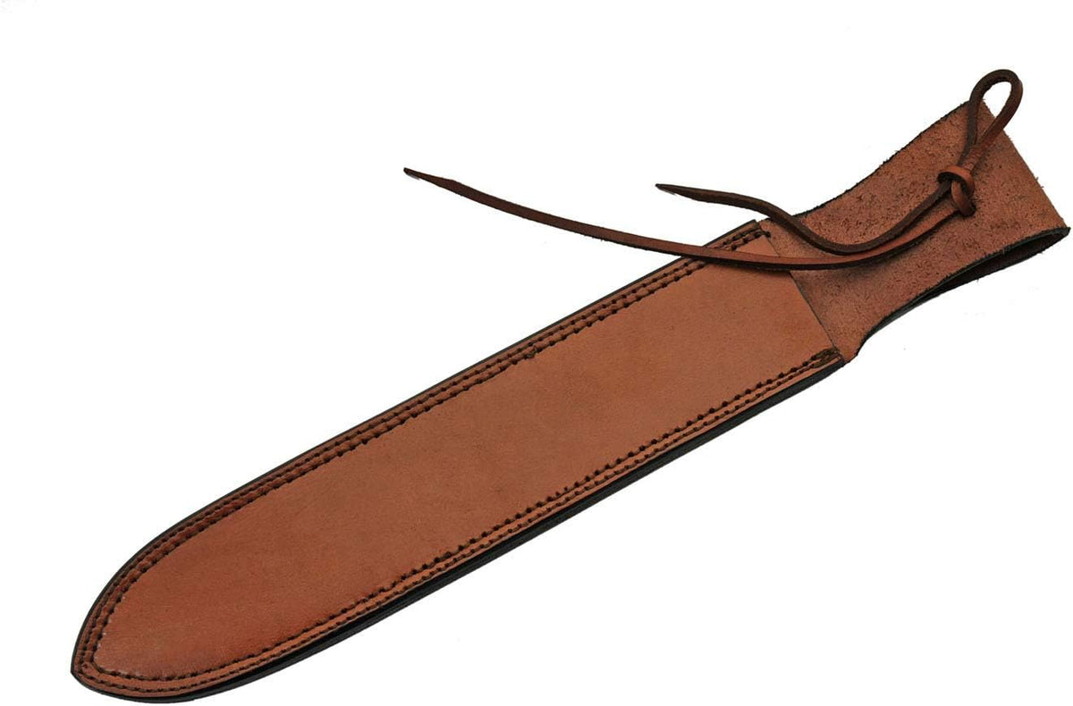 SZCO Supplies Knife Sheath - 16" Brown Genuine Leather Knife Sheath for Belt - Heavy Duty Dagger Sheath, Knife Holster, pocket knife holder for belt