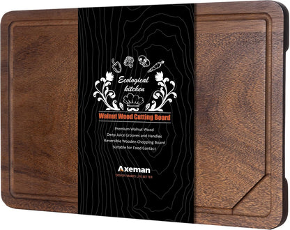 Walnut Wood Cutting Board with Juice Groove for Kitchen Countertop, Tick American Black-Walnut Wooden Chopping Board Charcuterie Board Butcher Block for Meat Vegetables, 16x10 inch