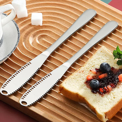 2-Pack Stainless Steel Butter Knives with Holes – 3-in-1 Spreader | For Cold Butter, Cheese & Jam – Dishwasher Safe, Rust-Resistant, Soft Ergonomic Handle – Perfect for Kitchen & Table