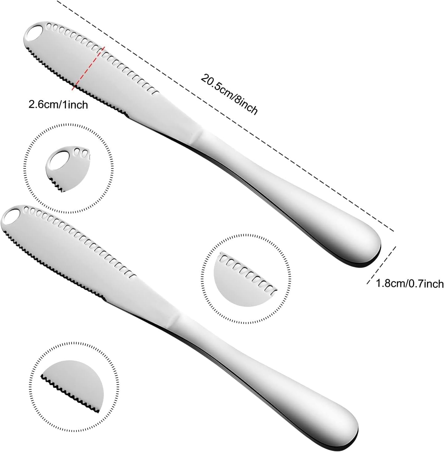 2-Pack Stainless Steel Butter Knives with Holes – 3-in-1 Spreader | For Cold Butter, Cheese & Jam – Dishwasher Safe, Rust-Resistant, Soft Ergonomic Handle – Perfect for Kitchen & Table