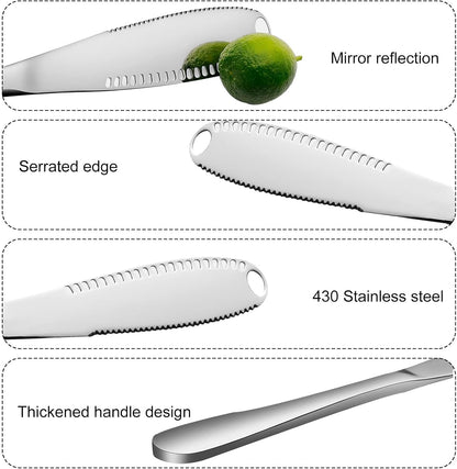 2-Pack Stainless Steel Butter Knives with Holes – 3-in-1 Spreader | For Cold Butter, Cheese & Jam – Dishwasher Safe, Rust-Resistant, Soft Ergonomic Handle – Perfect for Kitchen & Table