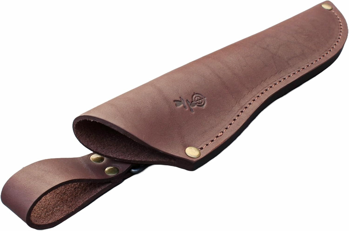 Genuine Leather Belt Knife Sheath for Fixed Blade Knives with 6.5" 7" 8" Inch Blade, Brown Leather Knife Holster Sleeve for Belt, Hunting Camping Bushcraft Knives Sheath V792
