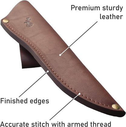 Genuine Leather Belt Knife Sheath for Fixed Blade Knives with 6.5" 7" 8" Inch Blade, Brown Leather Knife Holster Sleeve for Belt, Hunting Camping Bushcraft Knives Sheath V792
