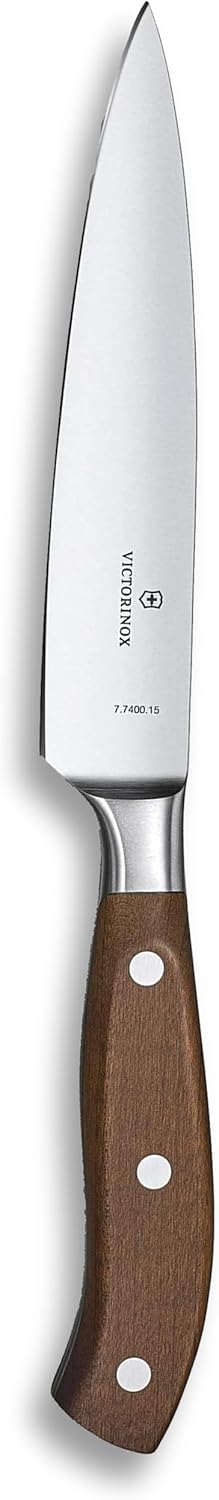 Grand Maître Forged 6" Chef's Knife - Sharp Wood Handle Blade | Premium Swiss-made kitchen tool featuring full-tang ice-tempered construction for maximum edge retention and durability