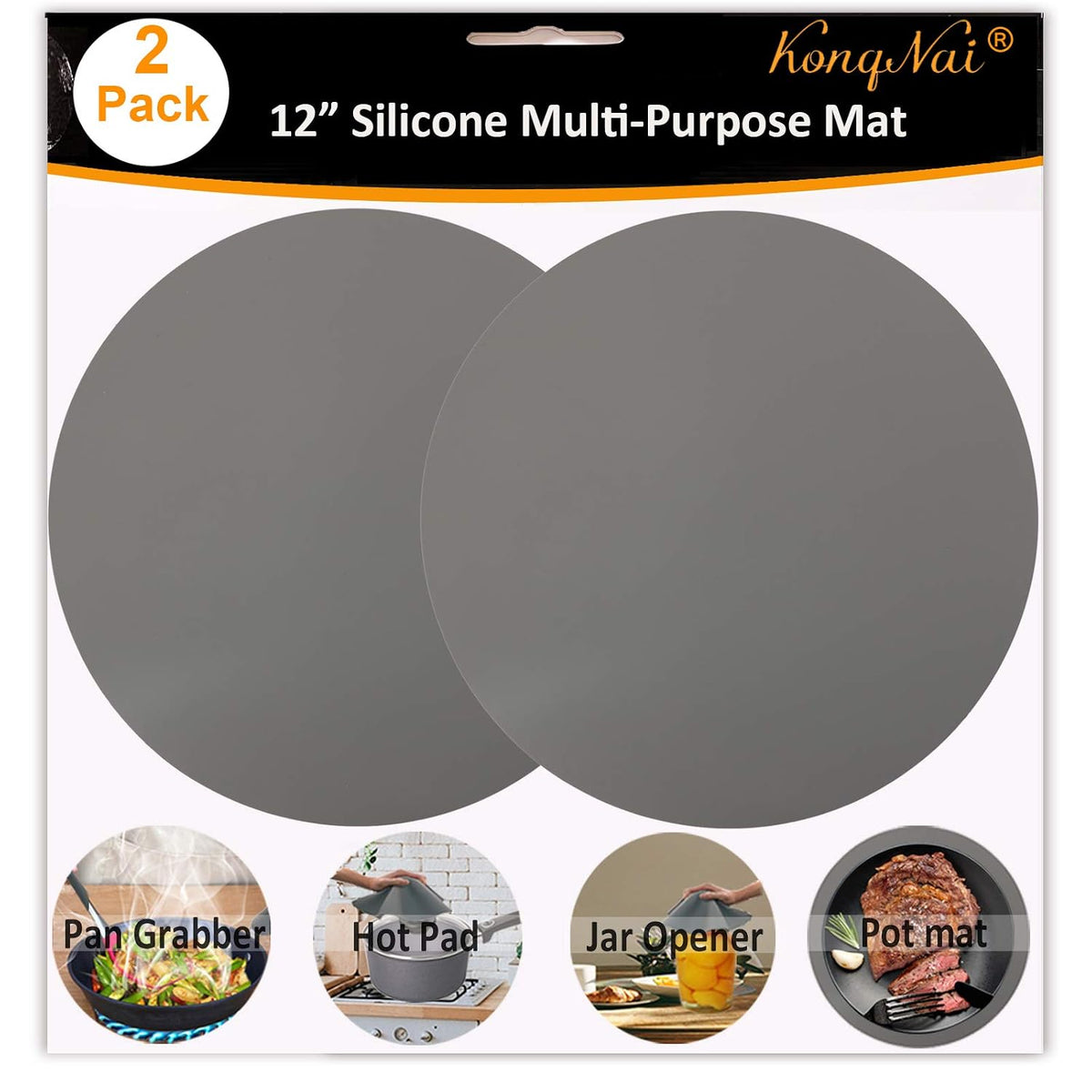 Silicone Microwave Mat 12 Inch, Non Stick Turntable Safe Baking Mat for Kitchen, Multi Purpose Heat Resistant Mat for Oven Trivet, Placemat 2 Pack(Blue)