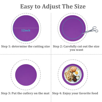 Silicone Microwave Mat 12 Inch, Non Stick Turntable Safe Baking Mat for Kitchen, Multi Purpose Heat Resistant Mat for Oven Trivet, Placemat 2 Pack(Blue)