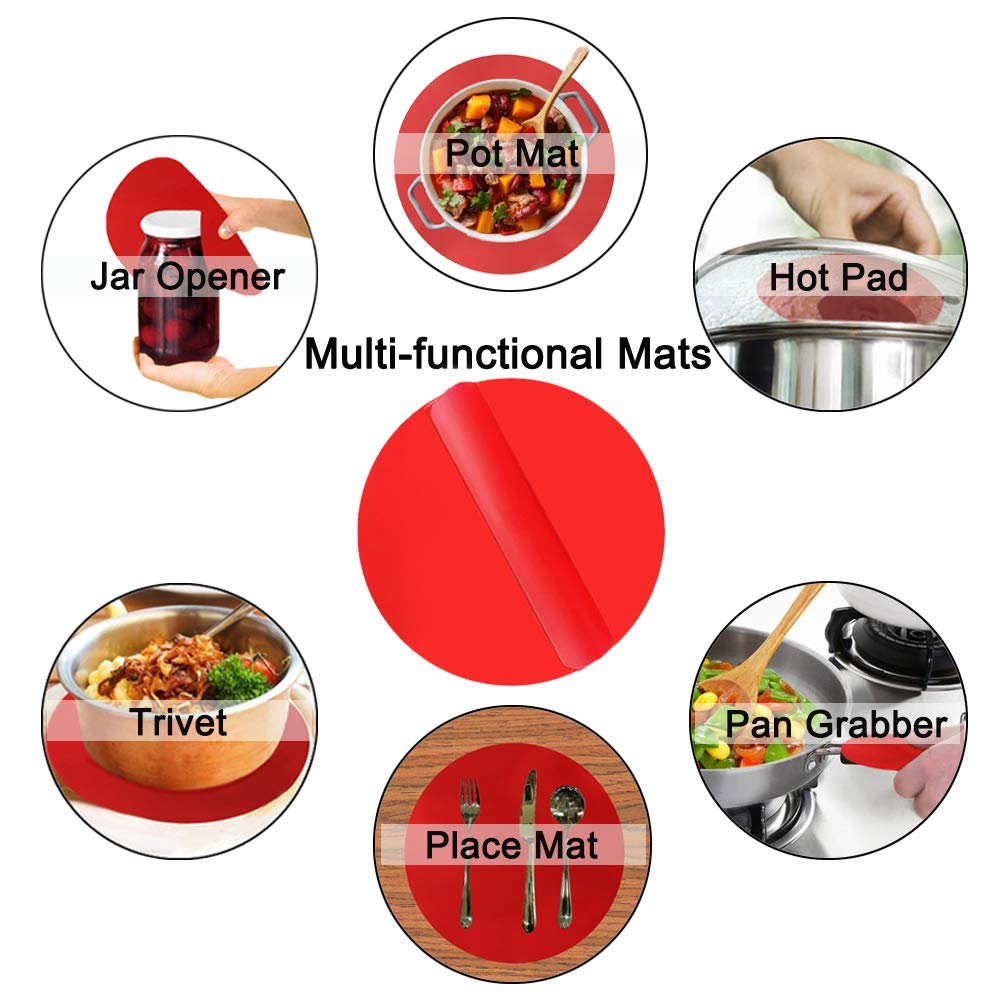 Silicone Microwave Mat 12 Inch, Non Stick Turntable Safe Baking Mat for Kitchen, Multi Purpose Heat Resistant Mat for Oven Trivet, Placemat 2 Pack(Blue)