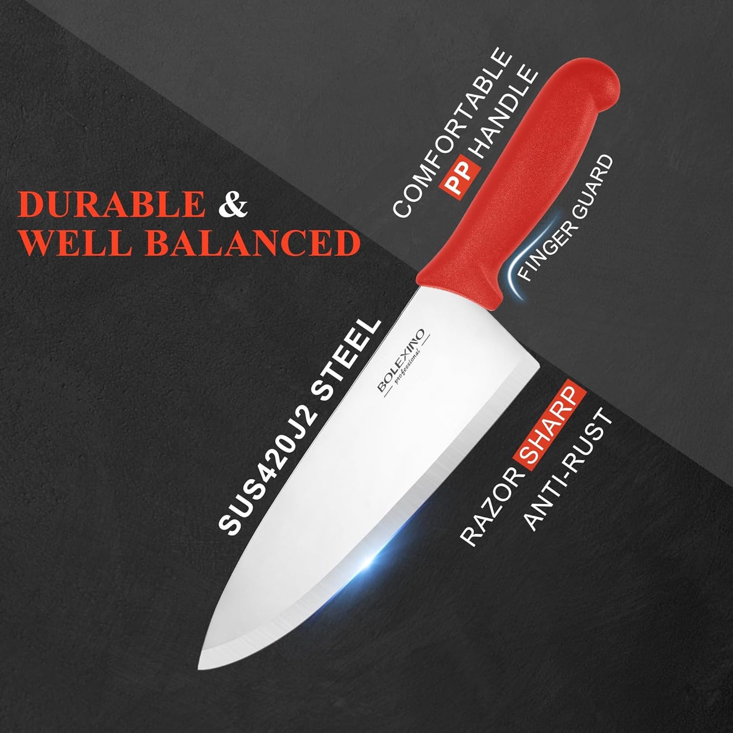 Chef Knife Set, 8 Inch Professional Kitchen Knife | High-Carbon Steel, Ultra-Sharp Blade, Comfortable Grip, Versatile for Meat/Veg, For Home & Pro Chefs.