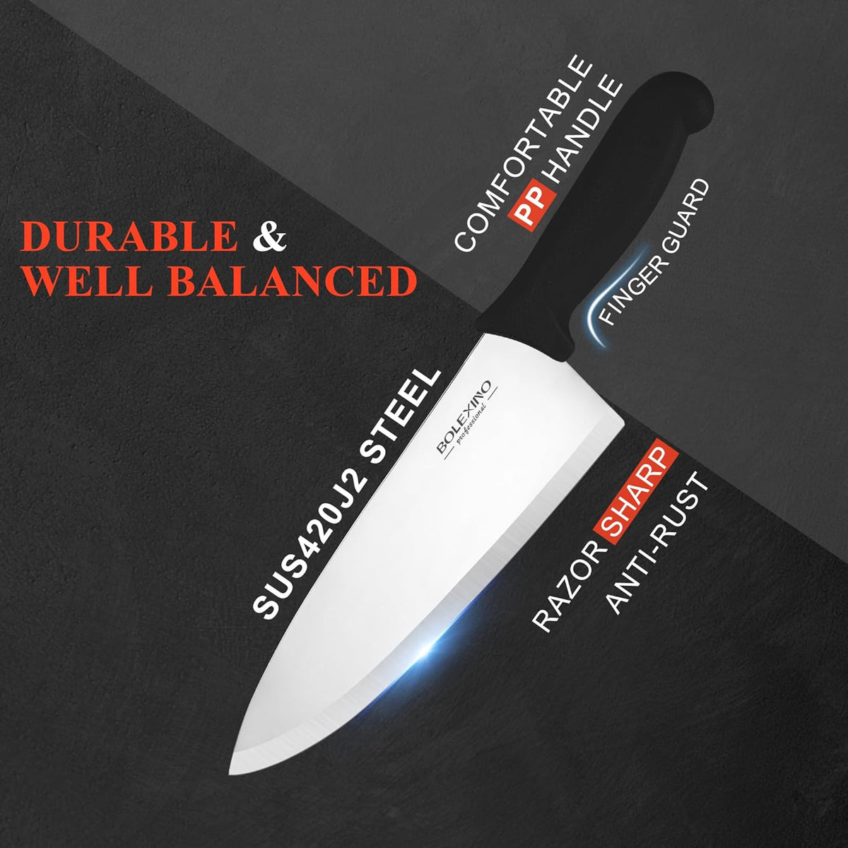 Chef Knife Set, 8 Inch Professional Kitchen Knife | High-Carbon Steel, Ultra-Sharp Blade, Comfortable Grip, Versatile for Meat/Veg, For Home & Pro Chefs.