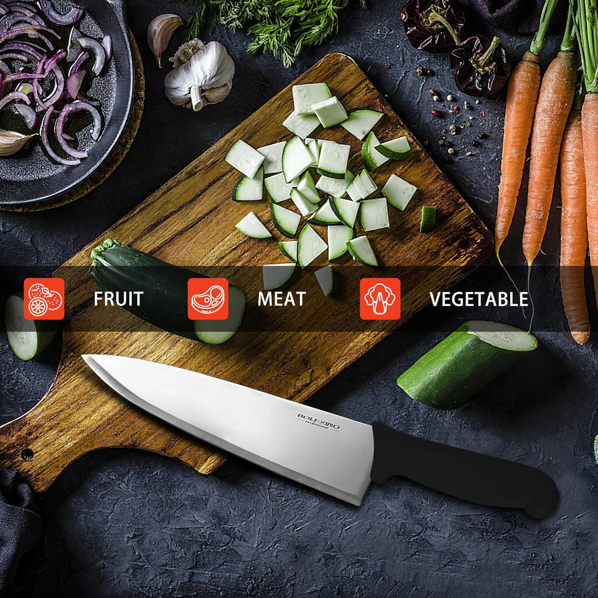 Chef Knife Set, 8 Inch Professional Kitchen Knife | High-Carbon Steel, Ultra-Sharp Blade, Comfortable Grip, Versatile for Meat/Veg, For Home & Pro Chefs.