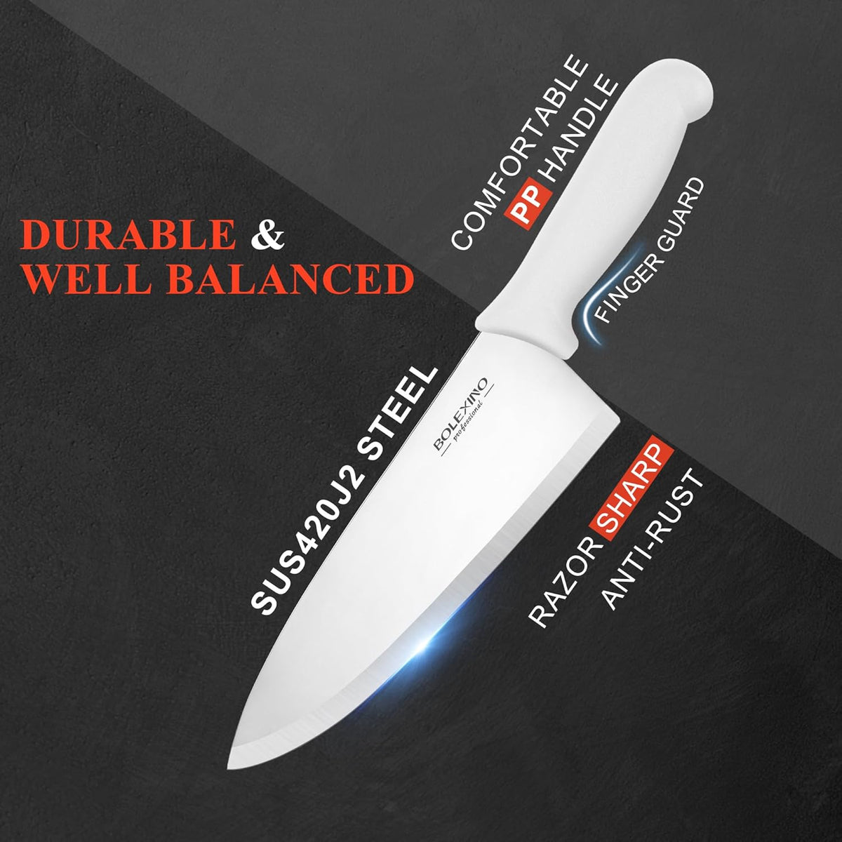 Chef Knife Set, 8 Inch Professional Kitchen Knife | High-Carbon Steel, Ultra-Sharp Blade, Comfortable Grip, Versatile for Meat/Veg, For Home & Pro Chefs.
