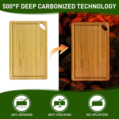 Bamboo Cutting Boards for Kitchen Non Toxic Solid Wood Chopping Board Non Plastic Wooden Cutting Boards Small Fruit Meat Charcuterie Board Hardwood Cutting Board Set Bread Chauratri Serving Boards