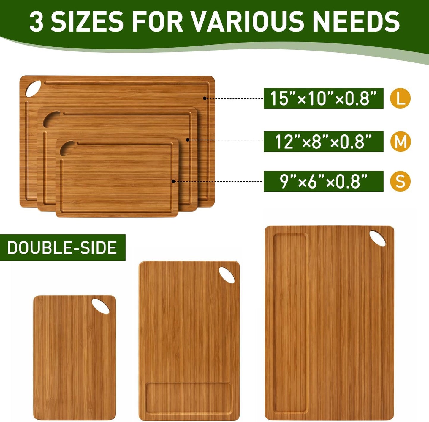 Bamboo Cutting Boards for Kitchen Non Toxic Solid Wood Chopping Board Non Plastic Wooden Cutting Boards Small Fruit Meat Charcuterie Board Hardwood Cutting Board Set Bread Chauratri Serving Boards