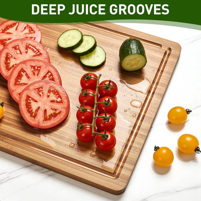 Bamboo Cutting Boards for Kitchen Non Toxic Solid Wood Chopping Board Non Plastic Wooden Cutting Boards Small Fruit Meat Charcuterie Board Hardwood Cutting Board Set Bread Chauratri Serving Boards