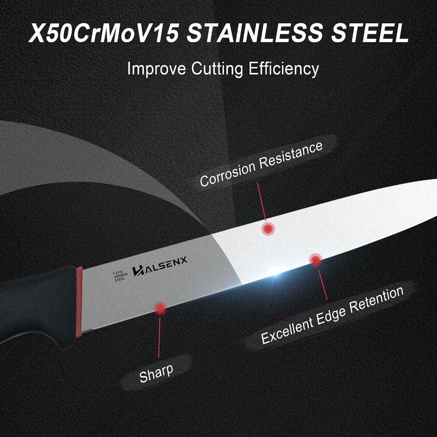 12 Inch Brisket Slicing Knife, High Carbon Steel, Non-Slip Grip | Sharp fluted edge for clean cuts, High-carbon steel stays sharp, Non-slip soft grip, Perfect for brisket, turkey & BBQ.