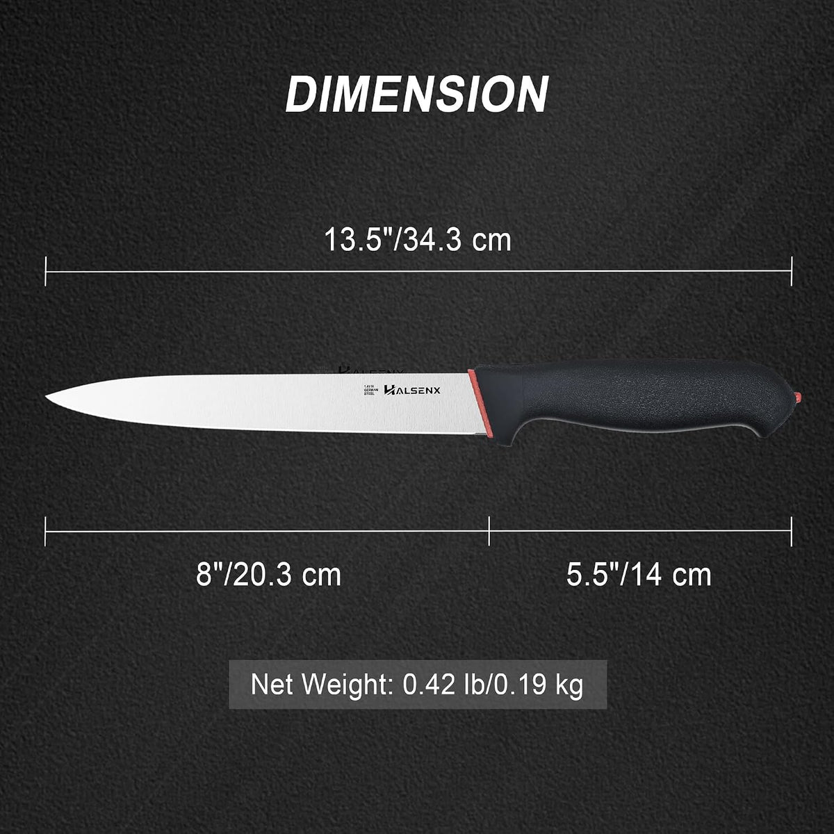 12 Inch Brisket Slicing Knife, High Carbon Steel, Non-Slip Grip | Sharp fluted edge for clean cuts, High-carbon steel stays sharp, Non-slip soft grip, Perfect for brisket, turkey & BBQ.