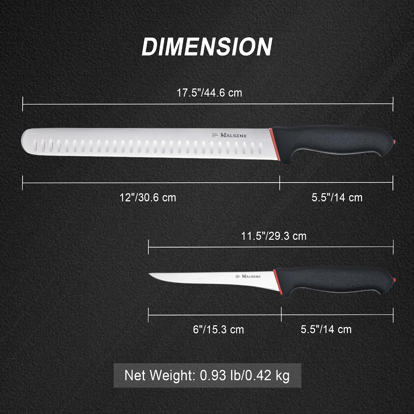 12 Inch Brisket Slicing Knife, High Carbon Steel, Non-Slip Grip | Sharp fluted edge for clean cuts, High-carbon steel stays sharp, Non-slip soft grip, Perfect for brisket, turkey & BBQ.